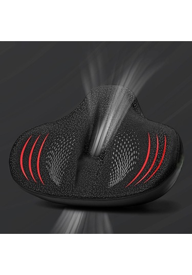 Suntek Bisiklet Koltuğu Yumuşak Geniş Pu Deri Siyah-kırmızı Siyah - Kırmızı