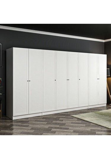 Minar Kale 8 Mebran Panjur Kapaklı 2 Çekmeceli Dolap Beyaz/beyaz 190cm Beyaz