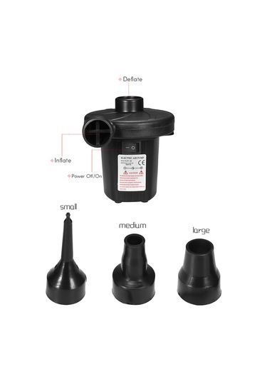 Hombey Elektrikli Hava Pompa, 3 Farklı Uçlu, Hızlı Doldurma, 480l/dk Akış, 0.8psi Basınç, Araç Şarjlı, Çadır, Yatak, Havuz Vb. İçin