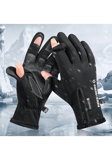 Pazly Kışlık Balıkçılık Eldivenleri, Parmak Delikli, Su Ve Rüzgar Geçirmez Polar Eldiven