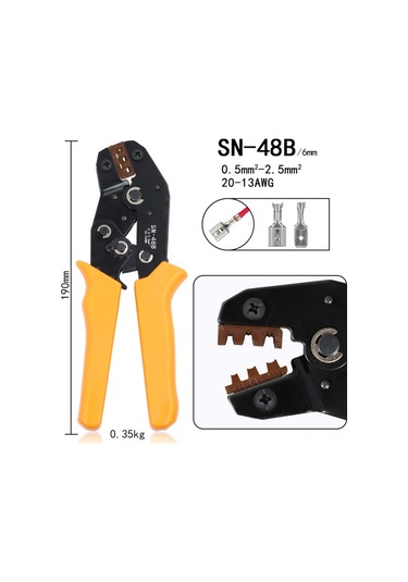 Samdoo Sn-48b Ratchet Liç Pense 0.5-2.5mm² Teli Preslemeli 2.8/4.8/6.3 Terminal Uyumlu Ergonomik Tutamaklı Terminal Yok