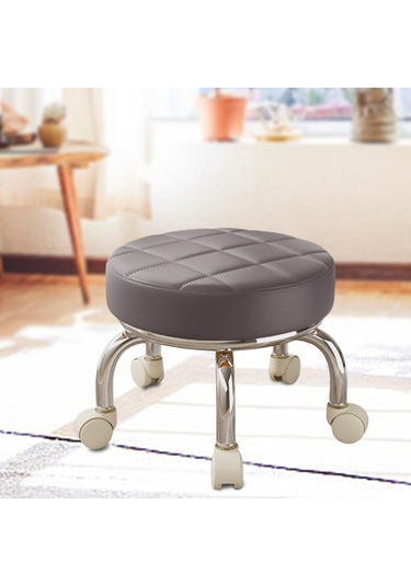 Suntek 360 Dönebilen Tekerlekli Tabure Tembel Ev İşi Gri