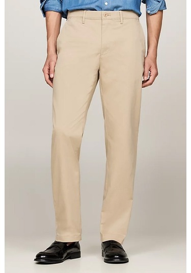 Erkek Denton Saten Düz Paça Chino Pantolon - Bej Beige