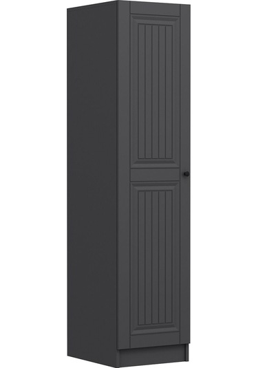 Minar Kale 1 Kapaklı Dolap İlkbahar Mebran 210cm - Antrasit/antrasit - Raflı Antrasit