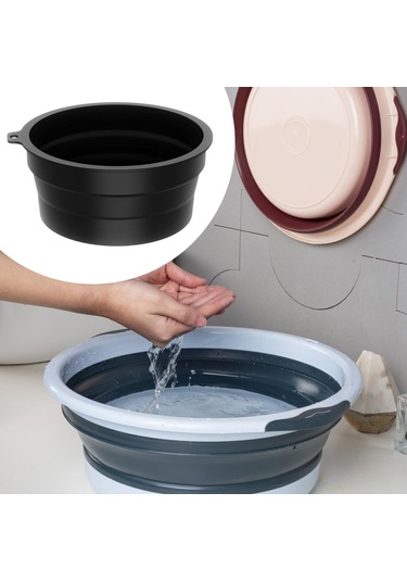 Suntek Katlanabilir Yüz Havzası Kullanışlı Yıkama Kabı Siyah