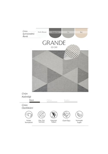 Cool Halı Grande 03 Gri Balkon Kilimi İnce Antre Hol Halısı Kaymaz Tabanlı Halı Yolluk Mutfak Kilimi