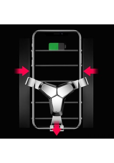 Samdoo Y-şekilli Otomobil Telefon Tutucusu, 360 Derece Döner, Ağırlıklı Metal Alüminyum, Klima Vanası Montajı, Siyah/gümüş/altın GÜMÜŞ