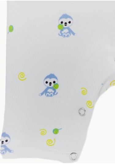 Boumini Erkek Bebek Kısa Kollu Şort Tulum Mavi Miskin Doğal Kumaş