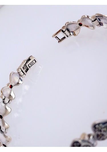 925 Ayar Gümüş Işıltılı Kelebek Tasarım Kadın Markazit Bileklik Doğum Günü Hediye Gümüş