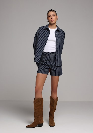 Colin's Colins Oversize Fit Kadın Stripe Denim Shacket Cl1079838 Q1.v1 Dn44915 Denim Colin's Colins Oversize Fit Kadın Stripe Denim Shacket Cl1079838 Q1.v1 Dn44915 Denim