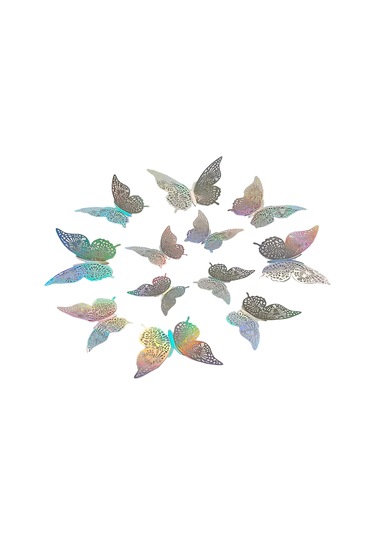 Tenfowee 12 Adet Renkli 3d Kanatlı Kelebek Duvar Sticker - Işıltılı Yansımalı, Zarfımsı Desenli, Ev Dekorasyonu, Kolay Uygulama, Çocuk Odası, Partiler İçin Diğer