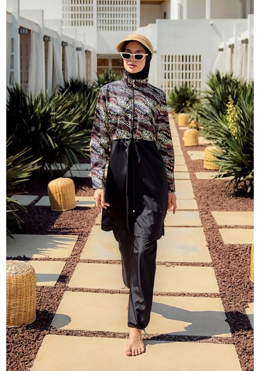 Remsa Paraşüt Tam Kapalı Tesettür Mayo R4806 Safari Siyah