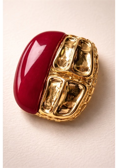 Bordo Gold İkili Küpe Renkli