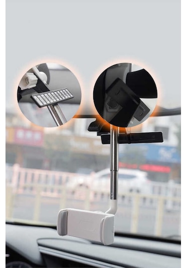 Dikiz Aynası Ince Araç Içi Telefon Tutucu Dik-Yan Durdurabilme