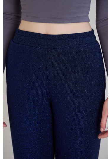 Sortie Collection Simli Örme Pantolon İndigo