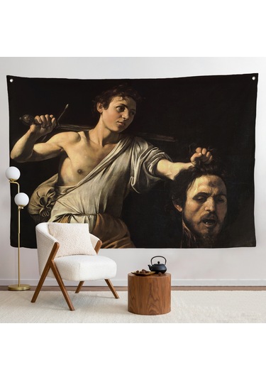 Caravaggio - David With The Head Of Goliath, Davud Goliath'ın Başı Duvar Örtüsü-7066
