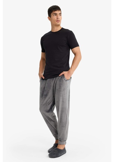 Defacto Regular Fit Cepli Kadife Pijama Altı F4672ax25wnar138 Antrasit