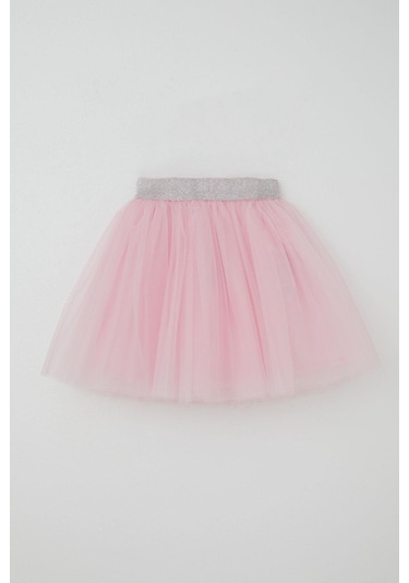 Breeze Kız Çocuk Tütü Etek Beli Sim Detaylı Lastikli 5-10 Yaş, Pembe Pembe