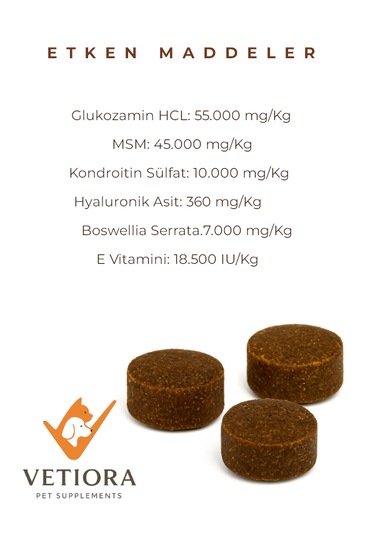 Köpek Kas Ve Eklem Güçlendirici Glukozamin, Kondroitin, Msm, Hyaluronik, Ödül Formunda 150 Gr