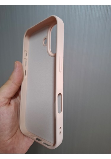 İphone 17 Uyumlu Logolu İçi Kadife Silikon Lansman Kılıf Pudra