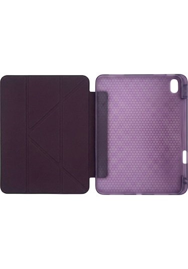 Ps Apple Uyumlu iPad A16 / 10.9 10. Nesil Tri Folding Standlı Kılıf - Damson Kapaklı Kılıf