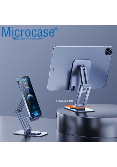 Microcase AL3758 360 Döner Uzayabilir Masaüstü Telefon Tablet Stand Metal