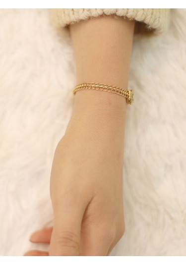 14 Ayar Altın Viyana Zincir Oval Baget Bileklik Altın