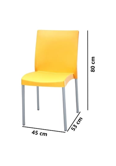 Omnipazar Mt-cf875 Vortice Plastik Bahçe Balkon Sandalye 4'lü Set Sarı