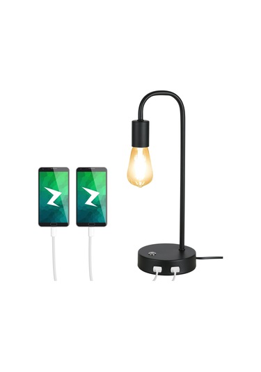 Tomshine Endüstriyel İki Usb Şarj Portlu Masa Lambası Diğer
