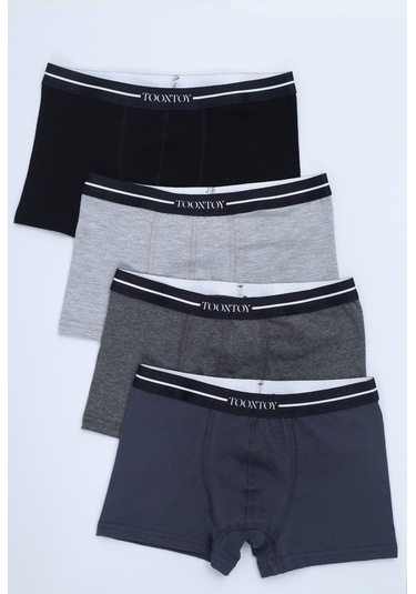 Toontoy Erkek Çocuk Yazı Baskılı 4lü Paket Boxer Çok Renkli