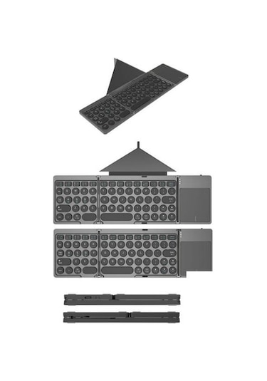 Kf86 Max Katılabilir Kızargımsız Bluetooth Uyumlu Klavye Dokunmatik Ekran + Deri Kovanla