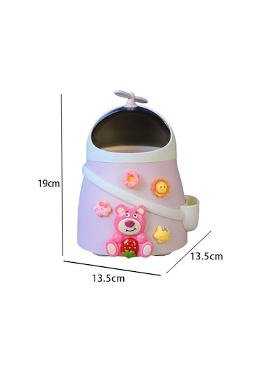 Novahub Pembe Sevimli Tavşan Kapaklı Masaüstü Çöp Kutusu - Dayanıklı Ve Şık Pembe