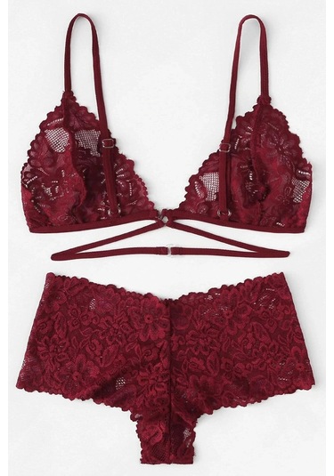 Kadın Bordo Özel Şık Sütyen Külot Takımı Bordo