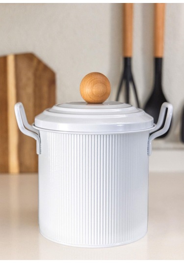 The Mia Stripe Bakliyat Ve Deterjan Saklama Kabı Beyaz