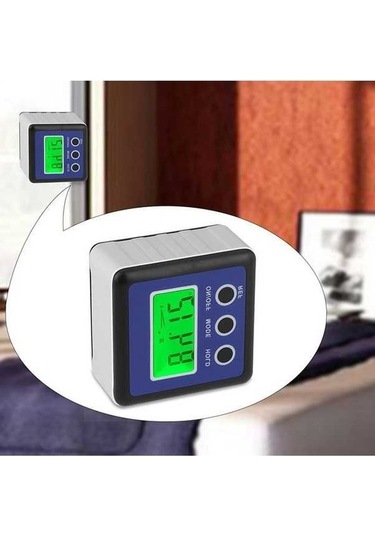 Pazly 3 Düğme Mini Hassas Manyetik Dijital Eğim Kutusu / Eğim Ölçer / İnklinometre Mavi Diğer