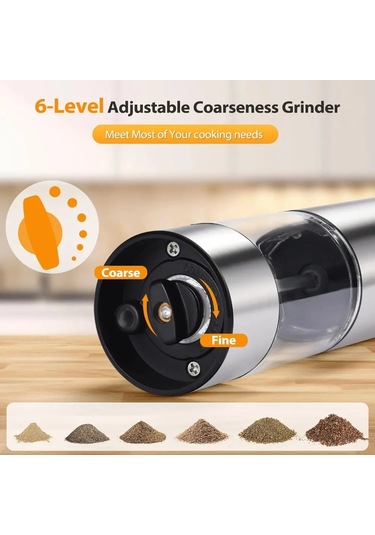 Elektrikli Tuz Ve Karabiber Öğütme Seti, Usb Şarj Edilebilir, Natürel