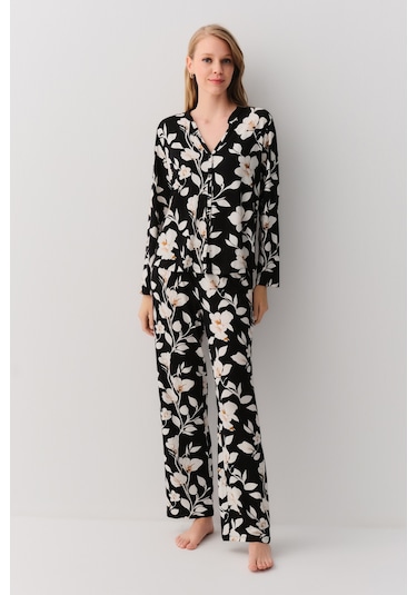 Suwen Marigold Maskülen Pijama Takımı Sh26232660b911 Siyah Desenli