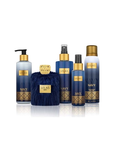 Lelas Navy Unisex Parfüm EDP 100 ML + Body Sprey 250 ML + Saç Spreyi 100 ML + Sprey Deodorant 150 ML + Vücut Losyonu 250 ML