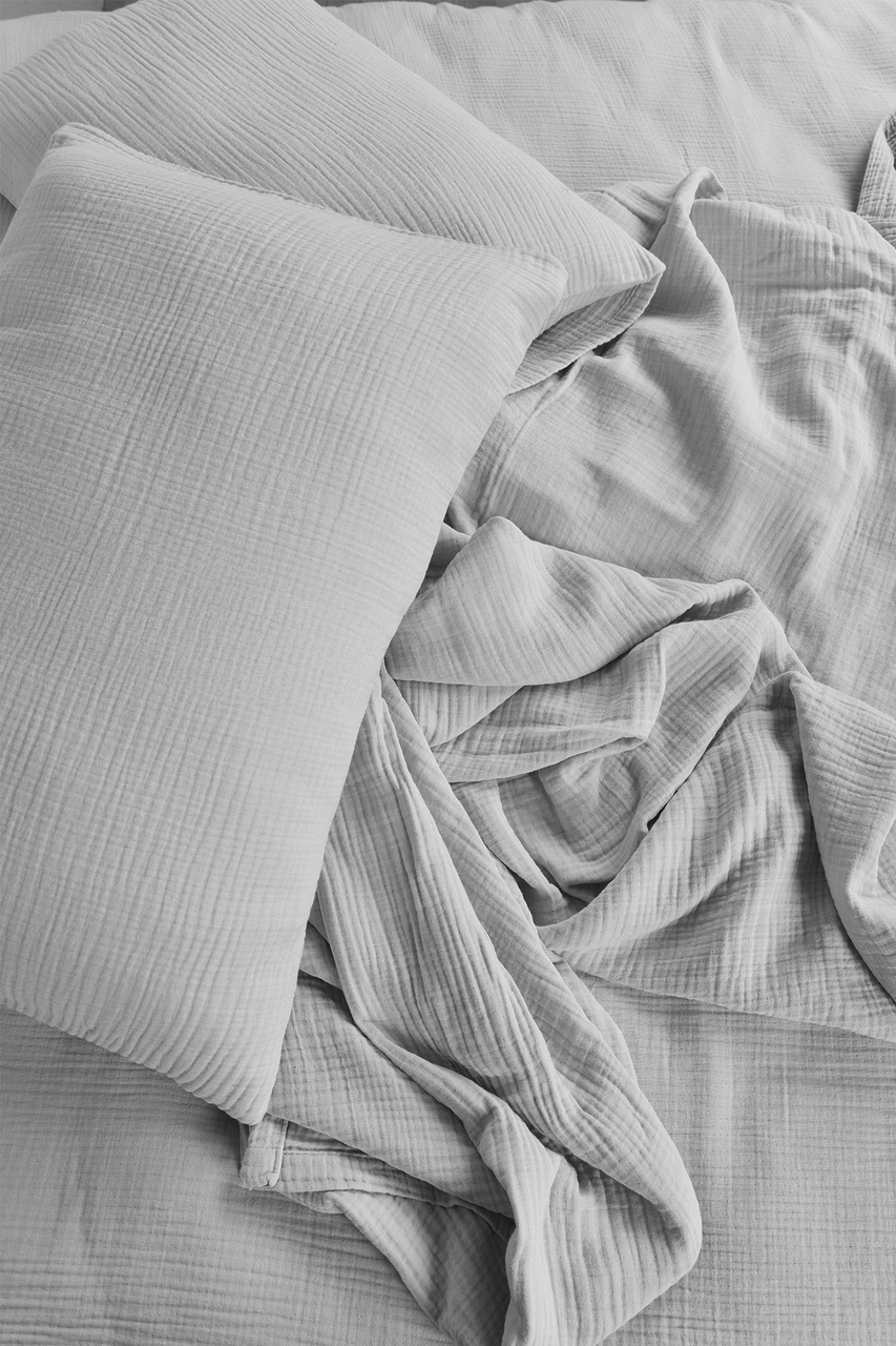 Müslin Çift Kişilik Nevresim Takımı Gri Gri