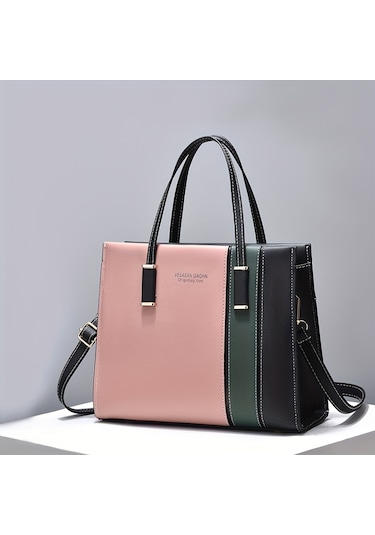 Renk Bloklu Trendy Omuz Çantası