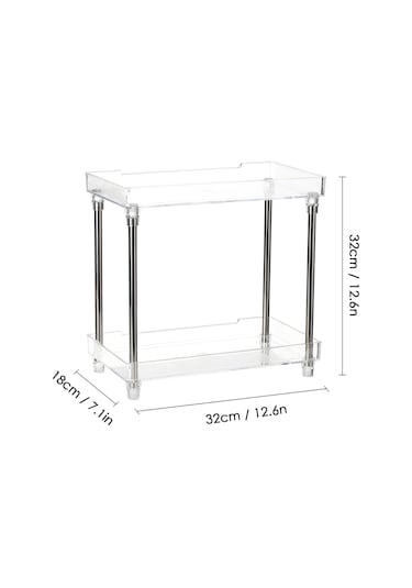 Lemestar Şeffaf Plastik 2 Katlı Makyaj Organizasyon Kutusu - Banyo, Mutfak, Ofis Üçüncü Gereç Depolama Rafı Diğer