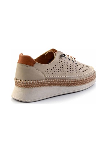 Bej Hakiki Deri Kadın Casual Ayakkabı K01331036203 Bej
