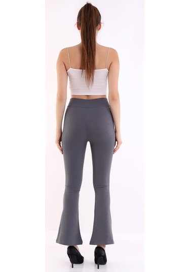 Kadın Koyu Gri Yüksek Bel Fitilli Dayanıklı Örme Kumaş ToparlayıcGri