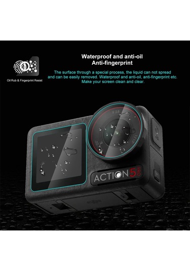 DJI Osmo Action 5 Pro için PULUZ 3'ü 1 arada Temperli Cam Filmi