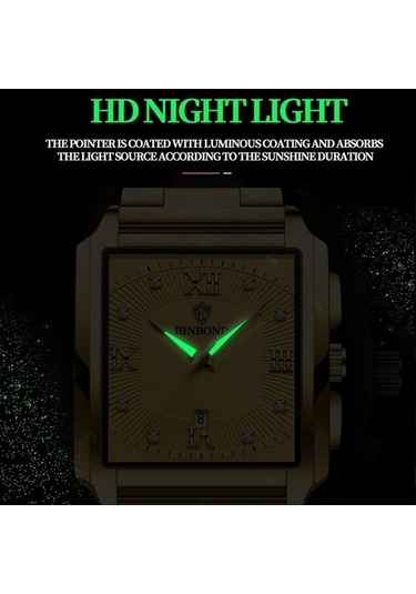 Novahub Bınbond B4143 Dikdörtgen Erkek Su Geçirmez Kuvars Saatler Beyaz Çelik-siyah Çok Renkli, Mekanik Tasarım Çok Renkli