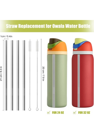 Fosenze 24-32 Oz Su Bardakları İçin Paslanmaz Çelik Yeniden Kullanılabilir Metal Pipetler 2 Adet Temizleme Fırçası İçerir