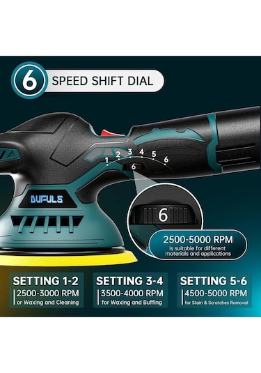 Orbital 2x Batarya 6 Devir Set Kablosuz Akülü Lityum Polisaj Makinesi