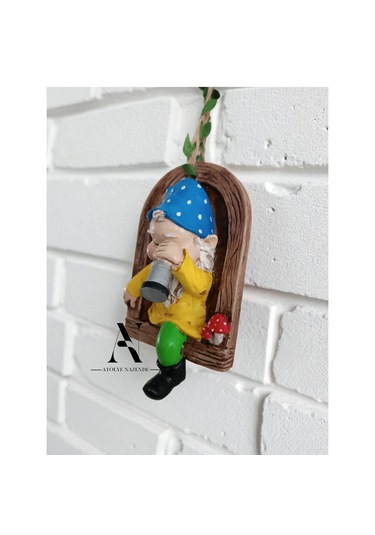 Adet Dekoratif Duvar Ve Bahçe Süsü Dürbünlü Cüce Mavi Şapka