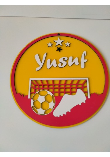 Kapı Süsü Yuvarlak Ahşap Sarı - Kırmızı