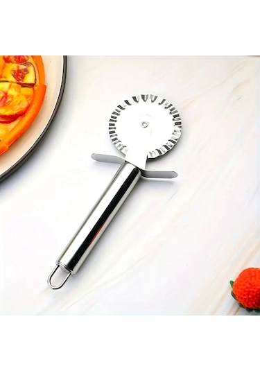 Rotanev Paslanmaz Çelik Tırtıklı Pizza Mantı Hamur Kesici Kesme Bıçağı Hamur Şekillendirme Ruleti Metal
